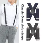 Men Retro Adjustable Thick Braces Clips Trouser Suspender Heavy Duty Pants
