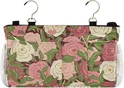 GuoChe Bedside Caddy Storage Organizer Retro Flowers Rustic Red Hanging Pocket Bag for Bunk and Hospital Beds Dorm Rooms Bed Rails