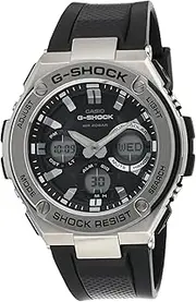 [Casio] GSTS110-1A Mens Silver Analog/Digital Watch with Black Band