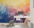 3D Nebula Space Pink Self-adhesive Removeable Wallpaper Wall Mural