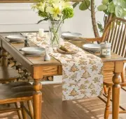 Christmas Table Runner 13x72in Gingerbread Polyester Off White