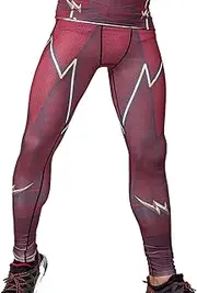 [Red Plume] Men's Compression Elastic Tight Leggings Sport Lightning Printing Pants
