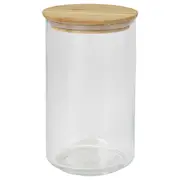 EKLATANT jar with lid, clear glass/bamboo, 1.1 l