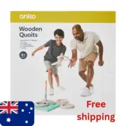 Outdoor Family Quoits Game Set – Wooden Base, Pegs & Rope for Fun