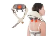 Portable Shoulder Massager Cordless Neck Massager Pillow Trapezius Muscle Kneading Massager for Back-Beige