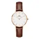 【Daniel Wellington】Petite St Mawes 28mm棕色真皮皮革錶(DW00100231)