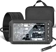 Endoscope Camera with Light, 1080P Industrial Borescope, 5 Inch IPS Screen, 8mm Endoscope with 5M Semi-Rigid Snake Cable, with 8 Adjustable LED Lights, 32GB Card