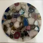 18" Mix Agate Table Top / Slab semi precious Natural stones home decor