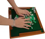 Travel Mahjong | Portable 144 Tiles Acrylic Mahjong Set - Elaborately Crafted Mahjong with Foldable Table for Travel Home Party