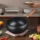 with Lid Cooking Pan Uncoated Cooking Pot Chinese Frying Wok Hotel