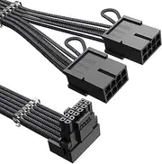 Agtray RTX 4070Ti PCIe 5.0 Power Cable Extender 90 Degree Angle, 12VHPWR 16Pin(12+4) Male to 2x8Pin Female Extension Cord with Cable Combs Compatible with GeForce RTX 4070Ti/4070 (12.8in, Black)