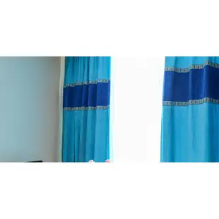 臥室遮光窗簾地中海藍色布藝遮陽窗簾成品客廳飄窗定制簡約厚窗簾居家精品系列