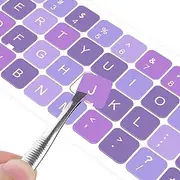 2PCS English Keyboard Stickers with Tweezer, Universal Keyboard Sticker Purple Background with White Lettering Keyboard Letters Replacement Stickers for Computer Laptop Notebook Desktop -English