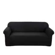 LushCovers Stretchable Water-Repellent Sofa Pet Protect Elastic Lounge Couch Cover - 3 Seater - Black