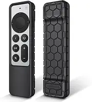 Fintie Protective Case for Apple TV Siri Remote 2021 2022 - Honey Comb Lightweight Anti Slip Shockproof Silicone Cover for Apple TV 4K / HD Siri Remote Controller (2nd Gen / 3rd Gen), Black