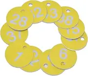 50Pcs Numbered Tags, Plastic Number Tags Key Breeding Round Simple Design ABS Sign Labels Hole Livestock Engraved Tags for Beekeeping Animal Husbandry Beehive Tag (1-50)
