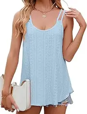 [Heersan] Tank Top Women's Summer Outfits Basic Tops Spaghetti Tops Sleeveless Crew Neck Shirt Elegant Plain Vest Top Loose Blouses