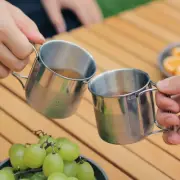 Stainless Steel Coffee Mug Camp Travel Tumbler Jug Tea Cup With Foldable Handles