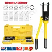 12 Ton Hydraulic Wire Battery Cable Lug Terminal Crimper Crimping Tool w/15 Dies