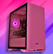 Pink Gaming PC, AMD Ryzen 7, 16GB DDR4 RAM, SSD, Nvidia Graphics