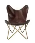 Indien Leather Butterfly Chair–Openable Iron Stand leather Lounge chair PL2-281
