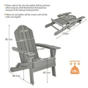 Folding Outdoor Adirondack Chair with Cup Holder, Weather-Resistant, 150kg Ca...