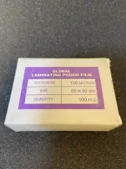 Global Business ID Card Laminating Pouch film 100 Pack, 150 Micron 65x90mm Clear