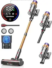 Cordless Vacuum Cleaner, 550W/45Kpa, Max 60 Mins Runtime, Wall-Mounted Charging, Self-Standing, Stick Vacuum Cleaner with Touch Screen, Upright Vacuum for Home, 2025 Latest Motor, SunSare X7A
