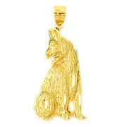 14K Gold 27MM Dog Pendant