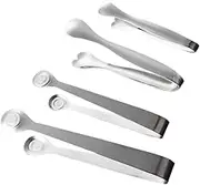 Mikinona 4pcs Stainless Steel Food Tongs Mini Sugar Clamp Serving Tong for Parties Cafes and Home Use for Easy Picking of Appetizers Ice and More