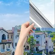 Window Privacy Film One Way Mirror Window Film,Self Static Cling Window Tint Daytime Privacy Static Non-Adhesive Decorative Heat Control Anti UV Glass Sticker (29.5'' x 118.1'')