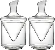 Binxind 2X Wine Decanter Set Wine Decanter with Ice Bucket Lead-Free Crystal Glass Blown Hand Perfect for Home Bar and Parties