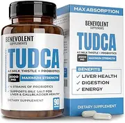 2000mg TUDCA Bile Salts Supplement Complex | Supports Liver Detox & Cleanse, Gallbladder, Gut & Kidney Health | 4:1 Milk Thistle + Probiotics for Max Absorption| USA Made | 90 Non-GMO V Capsules