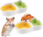 2 Pack Hermit Crab Ceramic Food and Water Bowl Hamster Anti-Turning Feeding Dish for Hamster Sugar Glider Hermit Crab Small Animals
