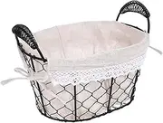 Portable Iron Wire Fruit Basket with Handle Multi Functional Storage for Snacks Bread Household Items Elegant Nordic Design for Home Organization and Decoration