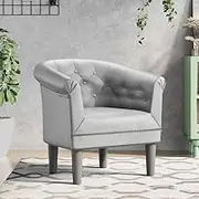 Tub Chair Silver Faux Leather Comfy Reading Furniture, Living Room Bedroom Chairs - Durable, Easy to Clean - Space Saving Tub Chair