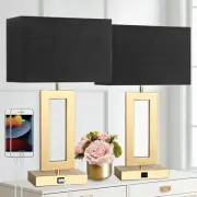 Black Table Lamps Set of 2 with Dual USB Ports,3-Way Dimmable Touch Control B...