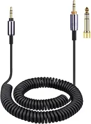 weishan WH-1000XM5 Cable Coiled Aux Cord Replacement for Sony WH-CH720N, WH-CH710N, MDR-950BT, 1AM2, 7520 Noise Canceling Headphones, 3.5mm(1/8") Extension Wire with 6.35mm(1/4") Adapter, 14ft