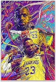 bzcpc Basketball Stars LeBron James Kobe Bryant Stephen Curry Poster Canvas Art Bedroom Wall Decor Kids Room Decor Inspirational Gift (LeBron)
