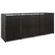 NNEVL Quadruple Wheelie Bin Shed Black 274x80x117 cm Poly Rattan