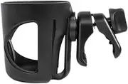 ANDRESLAD 360Degree Stroller Cup Holder Rotating Antislip Bottle Holder for Bicycles Mountain Bikes Strollers and Wheelchairs Durable Material Black