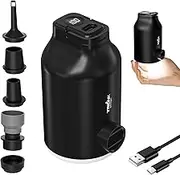 Mini Portable Air Pump for Inflatables - Compact, Rechargeable, Fast Inflation & Deflation with 5 Nozzles, LED Light, Auto Shut-Off for Air Mattresses, Air Pillows, Swimming Rings