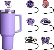 6Pcs 10mm/0.4in Diameter Silicone Straw Covers, Compatible with Stanley 30&40 Oz Cup, Cute Dust-Proof Straw Toppers for Stanley 40 Oz Tumbler with Handle, OR