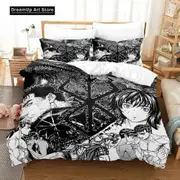 v2877 Bed Sheets Fashion Anime Berserk Bedding Set Boys Girls Twin Queen King Size Duvet Cover Pillowcase Bed boys Adult Bedroom 3-Piece Bedding Set (