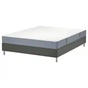 LYNGÖR divan bed, Vesteröy extra firm/light blue dark grey, Queen
