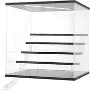 3/5 Layers Acrylic Display Case With LED Light, Dust Proof Transparent Action Figure Display Box Versatile Easy Assembly Collectibles Display Case for Home Shop Use(transparent color-1-Fifth floor)