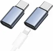 T Tersely 2-Pack Lightning to USB-C Adapter, PD 3.0 Fast Charging Converter, USB-C Male to Lightning Female, Compatible with iPhone 16 Pro Max/15/14/13, Samsung Galaxy, MacBook Pro/Air