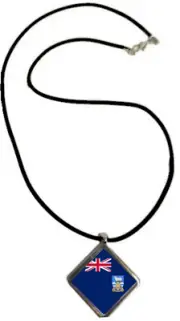 Falkland Islands Diamond Shaped Pendant With Black Cord And Gift Bag