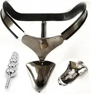 HCUDFN Invisible Chastity Belt Stainless Steel+Silicone Chastity Lock Anal Plug Device Sex Toys For Men Couples(Waist 108~114cm)