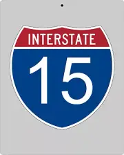 I-15 metal Interstate highway sign - Butte to Salt Lake City to Las Vegas